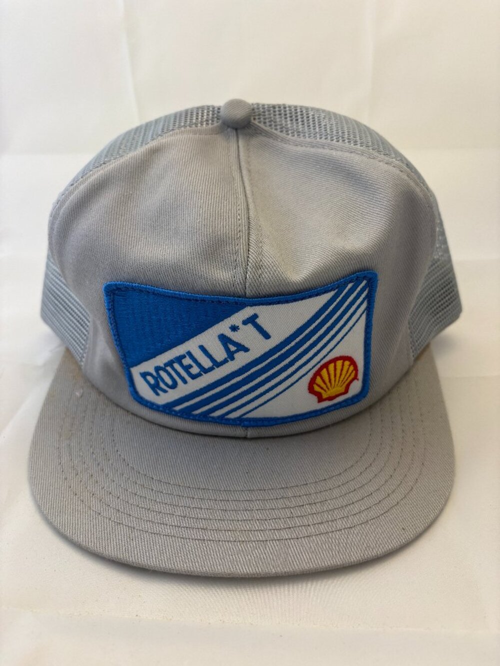Vintage Shell Rotella T Trucker Hat Gray Mesh Snapback Oil Gas Patch Cap